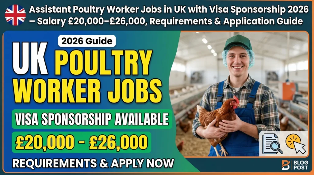 Assistant Poultry Worker Jobs in UK with Visa Sponsorship 2026 – Salary £20,000–£26,000, Requirements & Application Guide