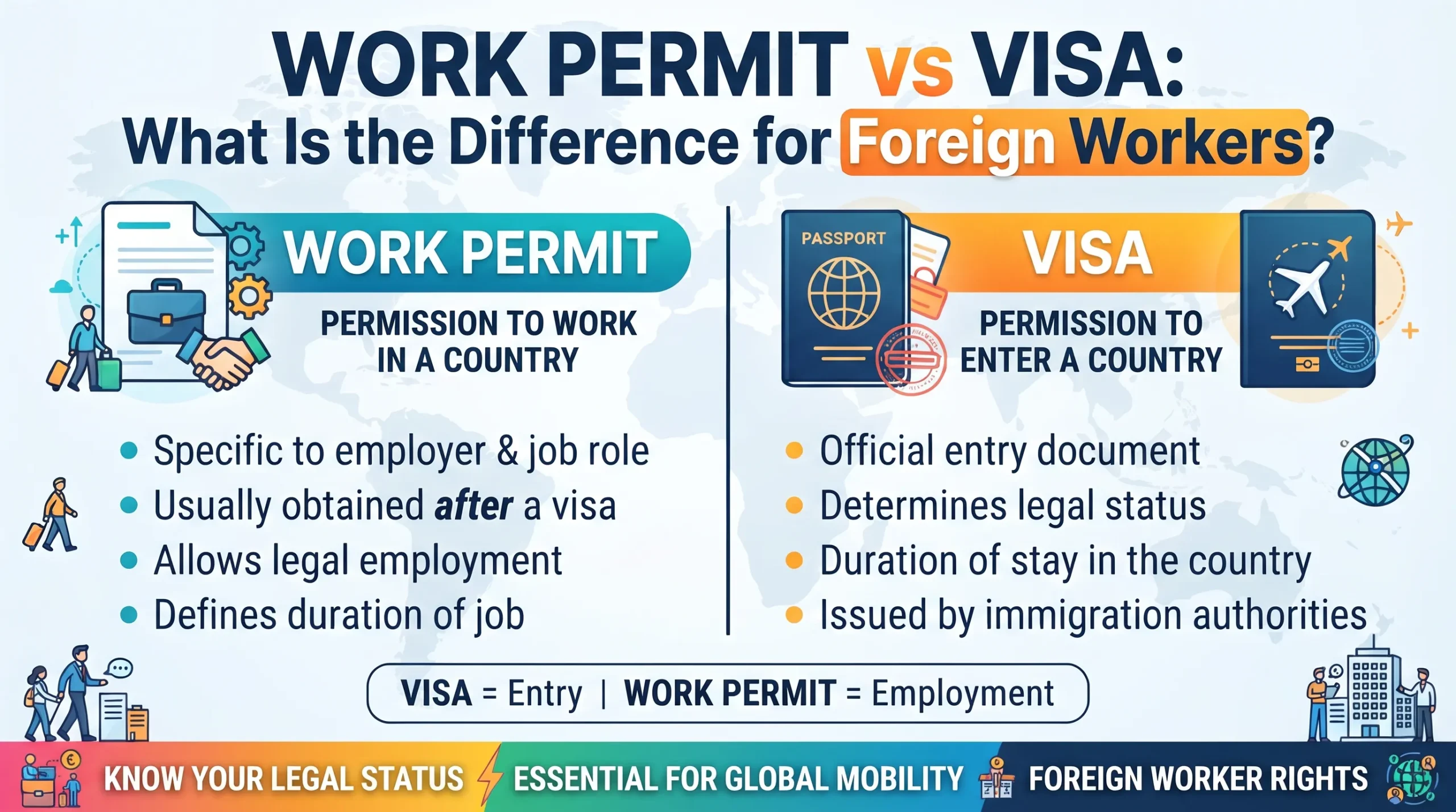 Work Permit vs Visa: What Is the Difference for Foreign Workers
